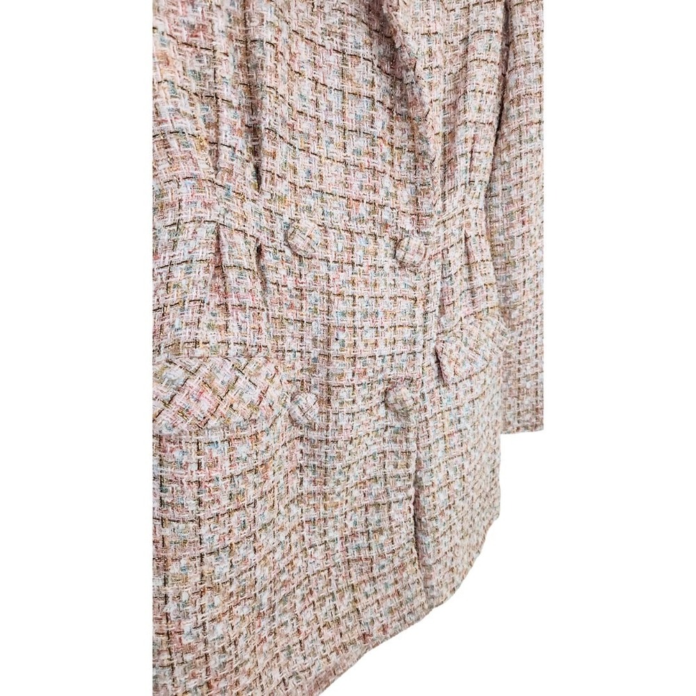 Self-Portrait Tweed Boucle Mini Dress Pink Gold Sequin Long Sleeve Suit Blazer 8 - Picture 8 of 12